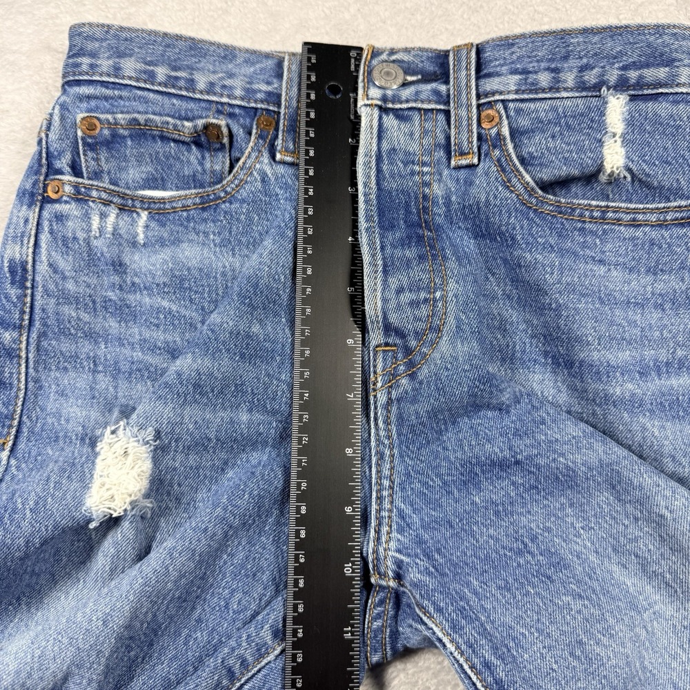 Levi's Premium Wedgie Straight Size 24 Jeans Button Fly Medium Wash  Distressed - Picture 8 of 13